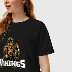 Футболка оверсайз женская Vikings team, цвет: черный — фото 2