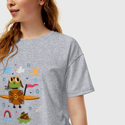 Футболка оверсайз женская Лягушонок пилот, цвет: меланж — фото 2