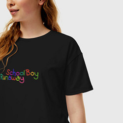 Футболка оверсайз женская Schoolboy Runaway - logo, цвет: черный — фото 2
