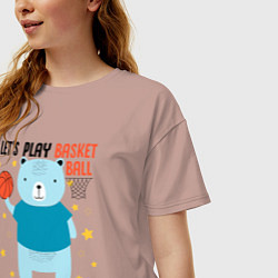 Футболка оверсайз женская Давай сыграем в баскет, цвет: пыльно-розовый — фото 2