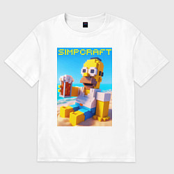 Женская футболка оверсайз Minecraft and Simpsons collaboration - ai art