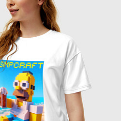 Футболка оверсайз женская Minecraft and Simpsons collaboration - ai art, цвет: белый — фото 2