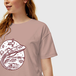 Футболка оверсайз женская Космический шаттл, цвет: пыльно-розовый — фото 2