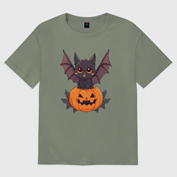 Футболка оверсайз женская Летучая мышь на тыкве, цвет: авокадо