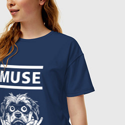 Футболка оверсайз женская Muse rock dog, цвет: тёмно-синий — фото 2