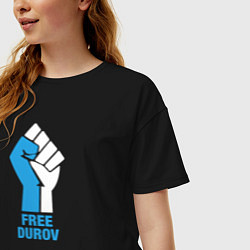 Футболка оверсайз женская Free Durov свободу, цвет: черный — фото 2