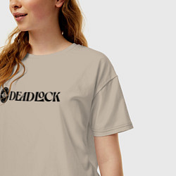 Футболка оверсайз женская Deadlock white logo, цвет: миндальный — фото 2