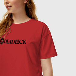 Футболка оверсайз женская Deadlock white logo, цвет: красный — фото 2