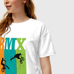 Футболка оверсайз женская BMX велосипед, цвет: белый — фото 2