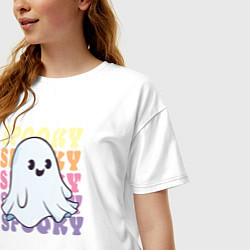 Футболка оверсайз женская Cute little spooky ghost, цвет: белый — фото 2