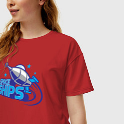 Футболка оверсайз женская Космические корабли, цвет: красный — фото 2