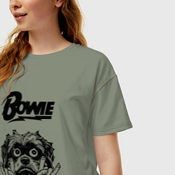 Футболка оверсайз женская David Bowie - rock dog, цвет: авокадо — фото 2