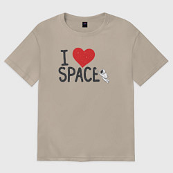 Футболка оверсайз женская Любовь и космос, цвет: миндальный