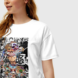 Футболка оверсайз женская Ван-Пис Луффи коллаж, цвет: белый — фото 2