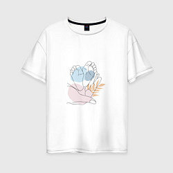 Футболка оверсайз женская Арт ножки малыша в ладони, цвет: белый