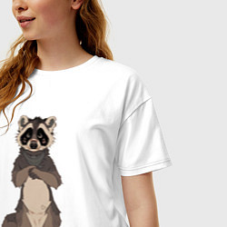Футболка оверсайз женская Енот арт, цвет: белый — фото 2