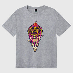 Футболка оверсайз женская Страшное мороженое, цвет: меланж