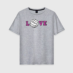 Футболка оверсайз женская Love volley, цвет: меланж