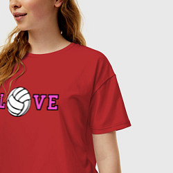 Футболка оверсайз женская Love volley, цвет: красный — фото 2