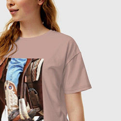 Футболка оверсайз женская Western style, цвет: пыльно-розовый — фото 2