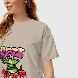 Футболка оверсайз женская Freehugs, цвет: миндальный — фото 2