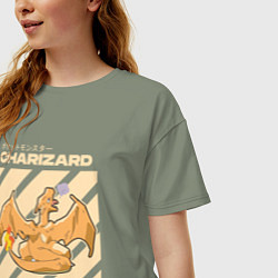 Футболка оверсайз женская Покемоны Чаризард Charizard, цвет: авокадо — фото 2