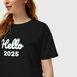 Футболка оверсайз женская Hello 2025 светло-голубыми, цвет: черный — фото 2