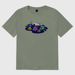 Футболка оверсайз женская Космическое плавание, цвет: авокадо