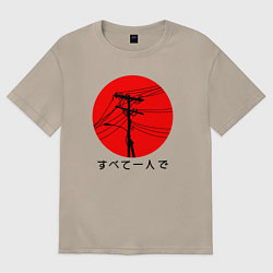 Футболка оверсайз женская Японский вайб, цвет: миндальный