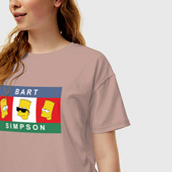 Футболка оверсайз женская Bart Simpson дикая голова, цвет: пыльно-розовый — фото 2