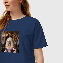 Футболка оверсайз женская Девушка с белыми волосами и в солнечных очках, цвет: тёмно-синий — фото 2