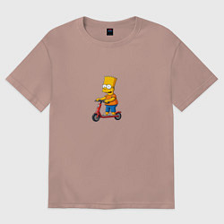 Женская футболка оверсайз Барт Симпсон на самокате