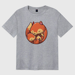 Футболка оверсайз женская Fox family, цвет: меланж