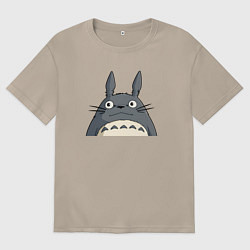 Женская футболка оверсайз Выглядывающий тоторо