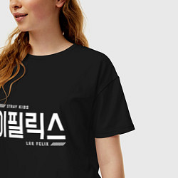 Футболка оверсайз женская Ли Феликс stray kids, цвет: черный — фото 2