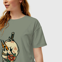 Футболка оверсайз женская Грозовой череп, цвет: авокадо — фото 2