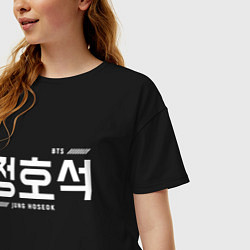 Футболка оверсайз женская Чон Хосок bts, цвет: черный — фото 2