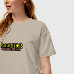 Футболка оверсайз женская Rockstar energy logo, цвет: миндальный — фото 2