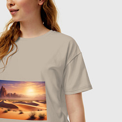 Футболка оверсайз женская Закат в жаркой пустыне, цвет: миндальный — фото 2