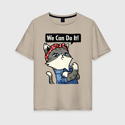 Женская футболка оверсайз We can do it - cat