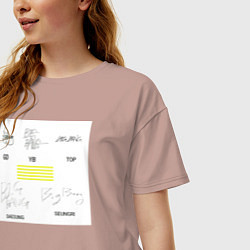 Футболка оверсайз женская Big bang подписи участников, цвет: пыльно-розовый — фото 2