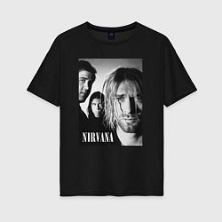 Футболка оверсайз женская Nirvana rock band black, цвет: черный