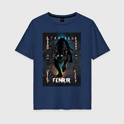 Футболка оверсайз женская Fenrir black vinyl, цвет: тёмно-синий