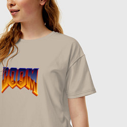 Футболка оверсайз женская Doom logotype, цвет: миндальный — фото 2