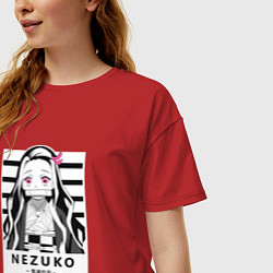 Футболка оверсайз женская Nezuko girl hunter one, цвет: красный — фото 2