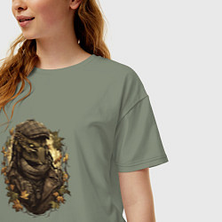 Футболка оверсайз женская Осенний хищник в кепке, цвет: авокадо — фото 2