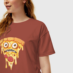 Футболка оверсайз женская Pizza face, цвет: кирпичный — фото 2