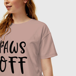 Футболка оверсайз женская Лапы прочь - предупреждение, цвет: пыльно-розовый — фото 2