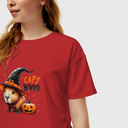 Футболка оверсайз женская Capybara in halloween on, цвет: красный — фото 2