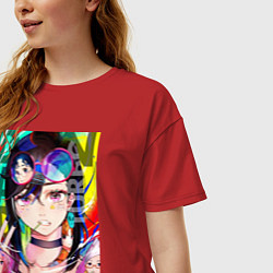 Футболка оверсайз женская Дандадан: Момо Аясэ, цвет: красный — фото 2